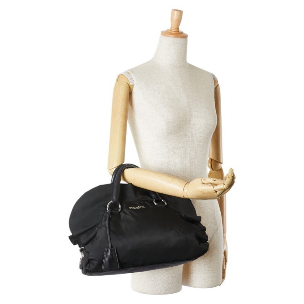 Prada bag ruffle nylon handles Bauletto black Tessuto leather - Picture 9 of 9
